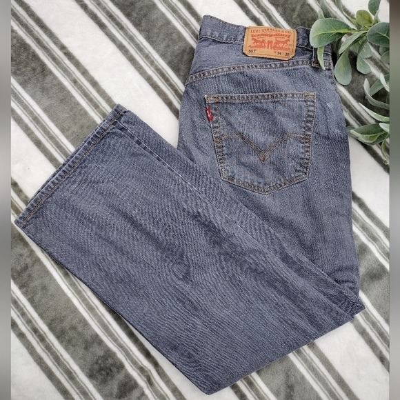 Levi's Other - Levi 501 gray denim button fly jeans size 34x30 vintage regular straight levis